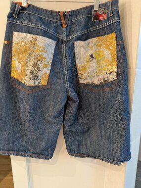 VTG 90s Y2K Five Elementz Baggy Skate Shorts Urban Graffiti Print Mens 38.